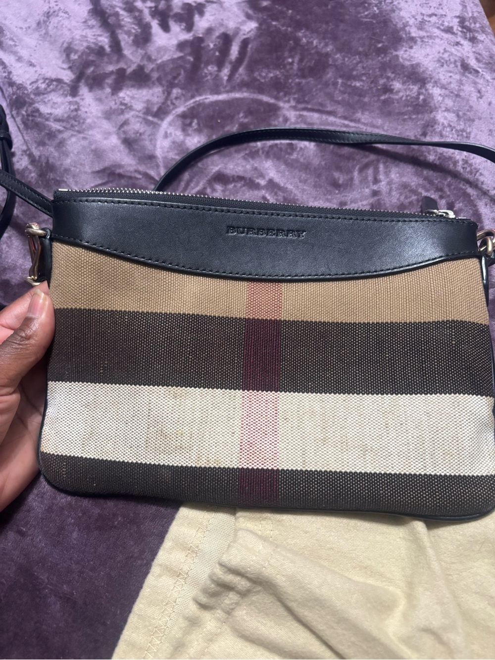 Burberry Tan, Black & Cream Check Crossbody/Clutch
